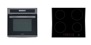 Four Cuisinière Plaque Cuisson Herdset Induction Montage Noir Steel Minuteur