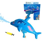 alldoro 60127 Pistolet à Eau Gonflable Dauphin - en Plastique coloré - 72 x 43 cm, réservoir 250 ML, avec Pompe