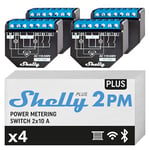 Shelly Plus 2PM - Relais interrupteur volet roulant connecté, 2 canaux - 16A, Wi-Fi & Bluetooth, Alexa & Google Home, App iOS Android (4 Pack)