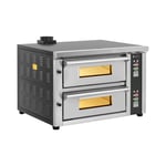 Royal Catering Elektrisk pizzaovn - 4+4 x 33 cm 2 kammer 8400 W 400 V digital ildleirestein