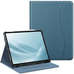 FINTIE Coque pour iPad Air 13 Pouces 2024 M2 - [Rangement de Stylet] Housse Folio Multipositions avec Poche de Document Etui Veille/Réveil Automatique, Bleu Brumeux