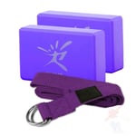 ADAFY Bloc de Yoga Ensemble Exercice d'entraînement Fitness Brique traversin Extensible Ceinture Aide Gymnase Pilates Formation Corps façonnage équipement de Fitness-Violet