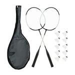 Relaxdays Set de Badminton avec Sac, 10 Volants Solides, Raquettes pour Enfants/Adultes, HxL 66 x 20 cm, Blanc/Noir