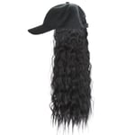 Baseball Cap Hat Wig Wavy Curly Long Synthetic Hair Hairpiec Natural Black