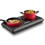 CUSIMAX Hot Plate For Cooking,2800W 9 Power Level Double Infrared Electric Stove With Sensor Touch,Kids Safety Lock,Timer,Ceramic Countertop Stove For Easy To Clean