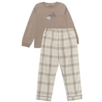 Minymo Pyjamassett til barn med ruter, taupe gray