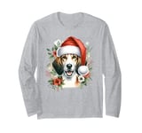 Christmas English Foxhound Dog Watercolor Artwork Long Sleeve T-Shirt