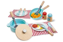 Hape Set de Cuisine et Service en Bois - Jeu d'Imitation Set de Chef - Pour Enfant de 2 Ans et Plus - Jeu en Bois - Ustensiles de Cuisine Enfant en Bois Réalistes - Jeu de Rôle, Jouet Fille et Garçon