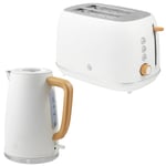 🎁 Swan Fjord Jug Kettle & 2 Slice Toaster Kitchen Set (White)