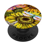 Coque pour téléphone portable avec motif libellule et tournesol PopSockets PopGrip Interchangeable