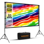 Écran de Projection avec Support,Towond 120 Pouces portatif intérieur extérieur Ecran videoprojecteur arrière Avant 16:9 HD Jardin Pliable avec Sac de Transport écrans de Projection TV et Home Cinema