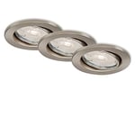 Briloner Leuchten - Spots encastrables LED, lot de 3, plafonniers à intensité variable, module LED orientable, 3x GU10, 5,5 watts chacun, 460 lumens chacun, IP23, nickel mat, 86x70 mm (PxH)