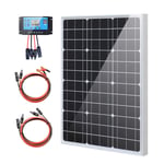 kit panneau solaire 50 watt 12v Module mono 50w 18v alimentation extérieure 10A 12v / 24v contrôleur de charge solaire pour extérieur, lumières LED, jardins, ventilateurs, caravanes