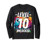 Gaming Vintage 10th Birthday 10 Ten Year Old Boy Girl Gamer Long Sleeve T-Shirt