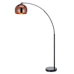 Teamson Home Arquer 170cm Arc Floor Lamp for Living Rooms, Home Offices, Dining Rooms, Bedrooms with Faux Black Marble Base and Rose Gold Bell Shade