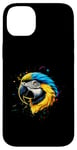 Coque pour iPhone 14 Plus Bleu Jaune Macaw Face T-Shirt Aquarelle Macaw