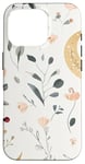 iPhone 16 Pro Whimsical Boho Watercolor Wildflowers Moon Insects Design Case