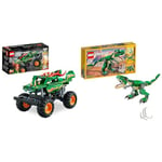 LEGO 42149 Technic Monster Jam Dragon, 2-en-1, Jouet Monster Truck pour Racing & 31058 Creator 3-en-1 Le Dinosaure Féroce, Cadeau de Noël, Jouet Dinosaures, Figurines, T. Rex, Triceratops