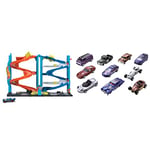 ​Hot Wheels City Track Set with 1 Hot Wheels Car & Set of 10 1:64 Scale Toy Trucks and Cars for Kids and Collectors, Styles May Vary, 54886