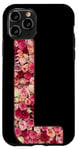 Coque pour iPhone 11 Pro Lettre L, motif floral rose