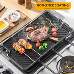 Velaze Cast Iron Griddle Pan for Gas Hobs, Cast Iron Grill Pan Double-Sided Cast