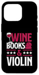 Coque pour iPhone 16 Pro Livres sur le vin et le violon rouge