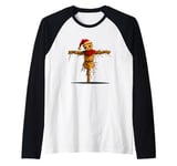 Scarecrow in the Christmas Mood for Holiday Fun Raglan Baseball Tee