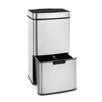 KLARSTEIN Touchless - Poubelles, capacité : 72 litres en 4 bacs : 43 et 2 x 12,5 litres, poubelle bio avec couvercle : 4 litres, sans contact : ouverture et fermeture automatique, argent