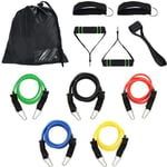 11 st Resistance Band Set, Elastiska Fitness Bands Kit med dörrkrok och fot ankelrem och tr fodral