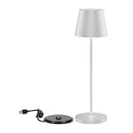 V-TAC Lampe de Table sans Fil LED Dimmable avec Commandes Tactiles - Lampe Blanche pour Intérieur et Extérieur IP54 pour Maison, Restaurant, Bureau - Batterie 4400 mAh - Lumière Blanc Chaud 3000K - 2W