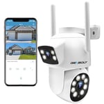 GENBOLT 2.5K PTZ Caméra Surveillance Extérieur, 2.4/5Ghz WiFi Caméra IP avec Double Objectif & Double Vue, Vision Nocturne Couleur, Détection Humaine, Suivi Auto (DC & PoE)