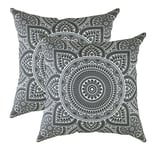 TreeWool (Pack of 2 Mandala Accent Cushion Covers in 100% Cotton Fabric (60 x 60 cm / 24 x 24 Inches, Graphite)