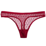 YUHOOE Women's Briefs Knickers,Ladies Panties Sexy Mesh G-String Perspective Thong Low-Waist Underpants Hollow Out T-Back Temptation Underwear Lingerie Pantys-Red,Xl(Waist:84,94cm)