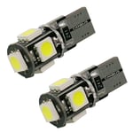 2 ampoules de rechange 5050 SMD T10 W5W 5 LED feu de position blanc effet #1