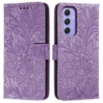 Till Samsung Galaxy A16 5G / A16 4G fodral i PU-läder med Blommönster - Lila Lila