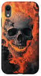 Coque pour iPhone XR Crâne de feu en métal enveloppé de flammes fumées