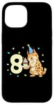 Coque pour iPhone 15 Je suis 8 avec lynx - anniversaire enfant 8 ans