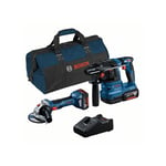 Bosch - Kit Combo 2 pièces 18V : gws 18V-7 + gbh 18V-22 + 2 x 4.0Ah + chargeur + étui