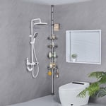 DUFU Adjustable Bathroom Corner Shelves, Telescopic Shower Caddy with 4 Bathroo