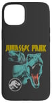 Coque pour iPhone 15 Plus Jurassic World T-Rex Rock Band Distressed Logo