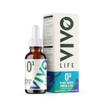 Vivo life Vegan Omega 3 Liquid Drops from Algae, 60ml, 30 Servings, Natural Health Supplement with Fresh Lemon Taste