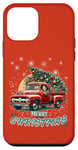 Coque pour iPhone 12 mini Red Truck Vintage Wagon Sapin de Noël Pyjama Famille Noël