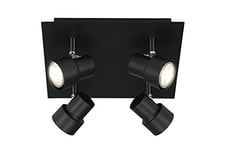 Briloner Leuchten - Spot de plafond LED, plafonnier 4-flammes, spot orientable et pivotant, 4x GU10, 5 Watt, 460 Lumen, 3.000 Kelvin, noir