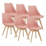 Lot de 6 Chaises de Salle à Manger Fläten Similicuir Hêtre Rose en.casa