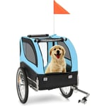 Goplus - Remorque de Vélo pour Chien, Chariot pour Chien de Transport avec Drapeau, 8 Réflecteurs à Roues à Dégagement Rapide, idéal pour Chiens et