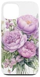 iPhone 13 Delicate Purple Peonies and Roses with Lavender Case