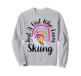 Skiing Girl Boho Rainbow Winter Sports Ski Lover Girls Sweatshirt