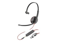 Poly Blackwire 3215 - Blackwire 3200 Series - micro-casque - sur-oreille - filaire - jack 3,5mm, USB-C - noir - Certifié pour Skype for Business, Certifié Avaya, certifié Cisco Jabber, certifié...