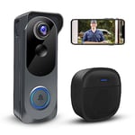 Wireless Video Doorbell Camera with Chime, 2K HD, Voice Changer, Voice Message, PIR Motion Detection, Instant Alerts, 2-Way Audio, Night Vision, 2.4G WiFi, IP66, Battery Powered, Works with Alexa