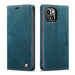 QLTYPRI Etui Coque pour iPhone 13, Portefeuille Fentes Cartes Housse Antichoc Cuir PU Vintage Portefeuille Etui Compatible avec iPhone 13 - Bleu